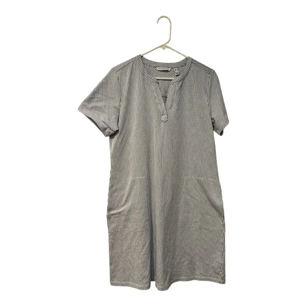 Isaac Mizrahi Live Blue White Striped Short Sleeve Shift Dress Size M. AA42 - Picture 7 of 9
